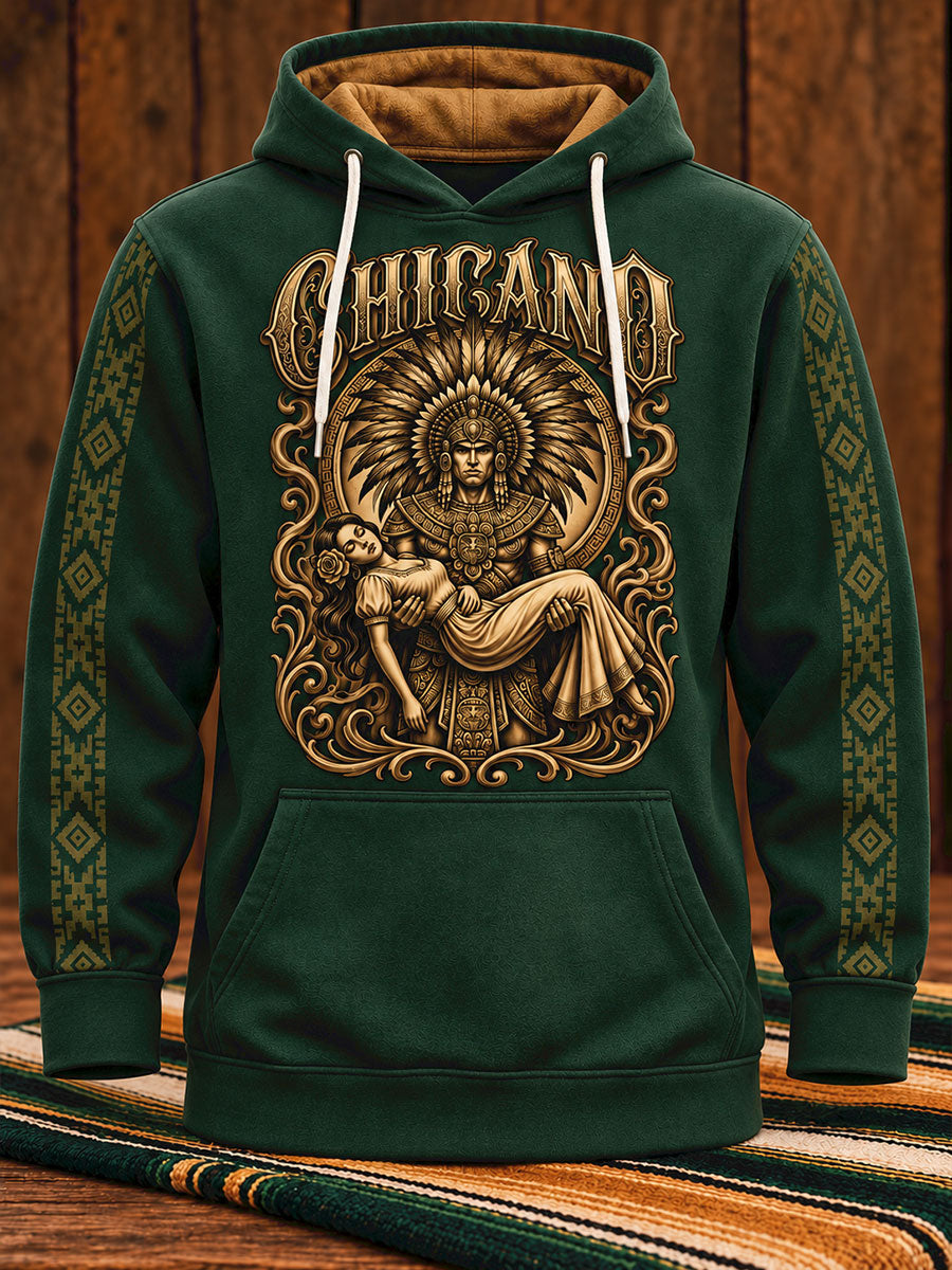 Sudadera con capucha estampada con frase mexicana para hombre
