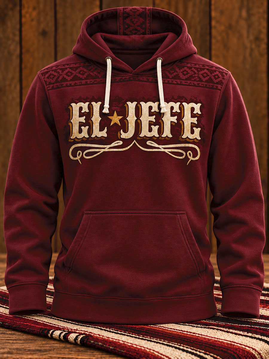 Sudadera con capucha estampada con frase mexicana para hombre