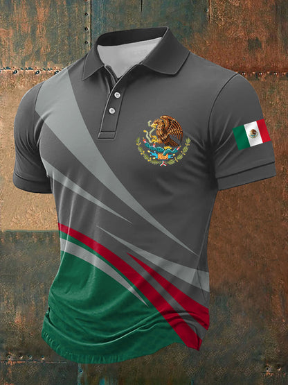 Polo Casual con Estampado de Bandera de México para Hombre