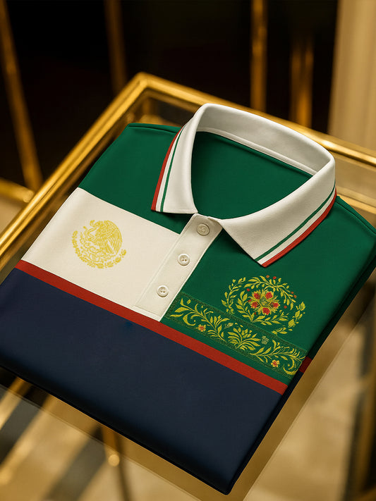 Polo con estampado mexicano retro ¡Viva México para hombre