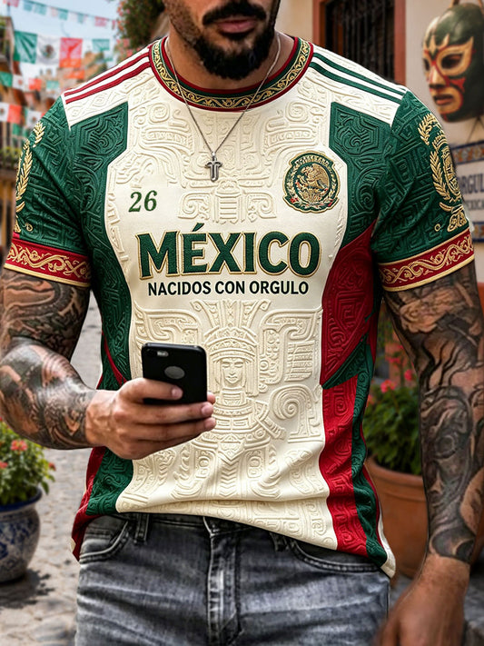 Camiseta estampada con diseño artístico para amantes del fútbol mexicano, para hombre
