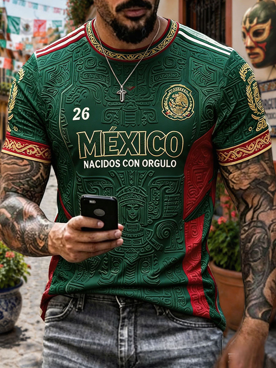 Camiseta estampada con diseño artístico para amantes del fútbol mexicano, para hombre
