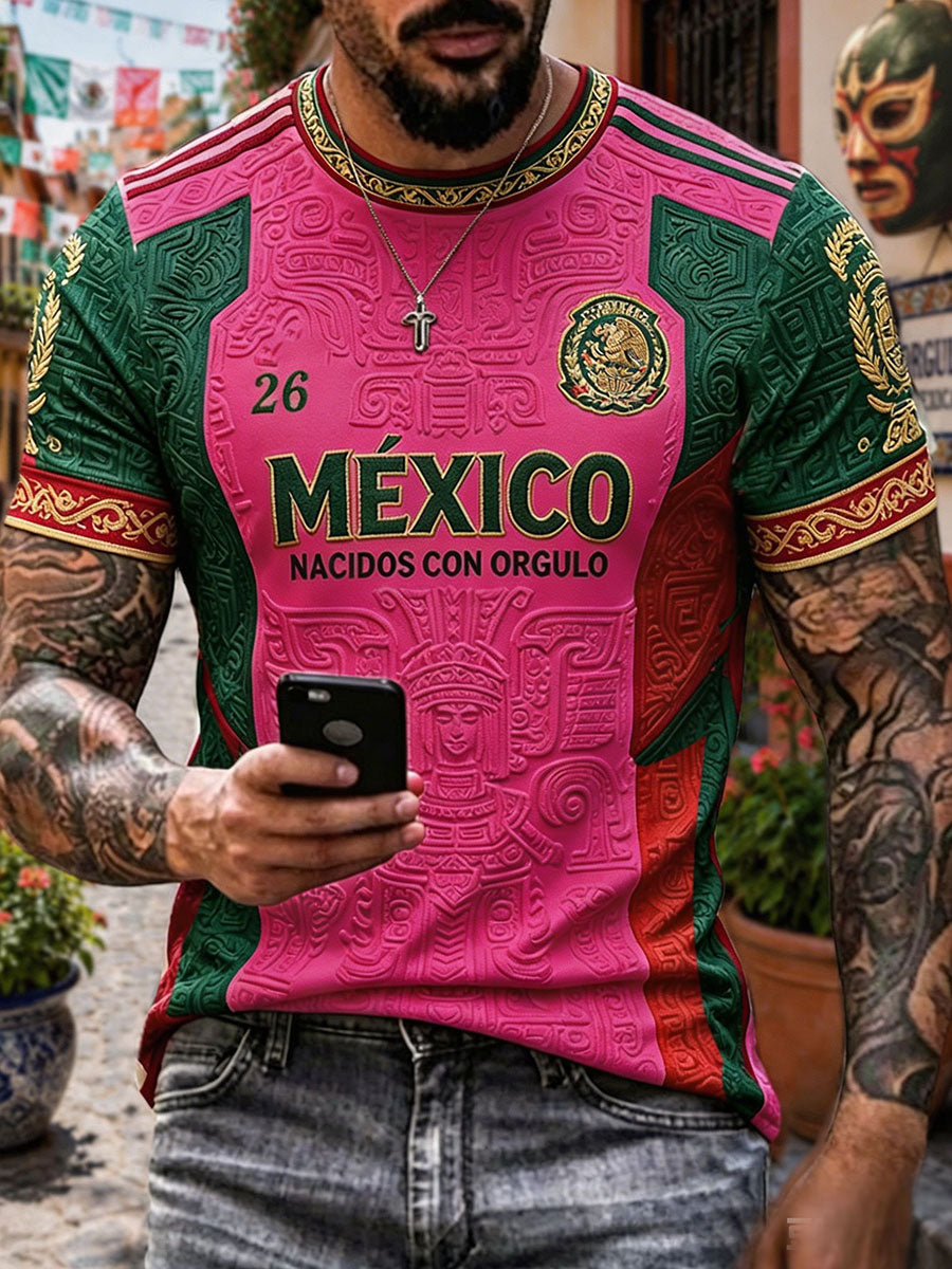 Camiseta estampada con diseño artístico para amantes del fútbol mexicano, para hombre