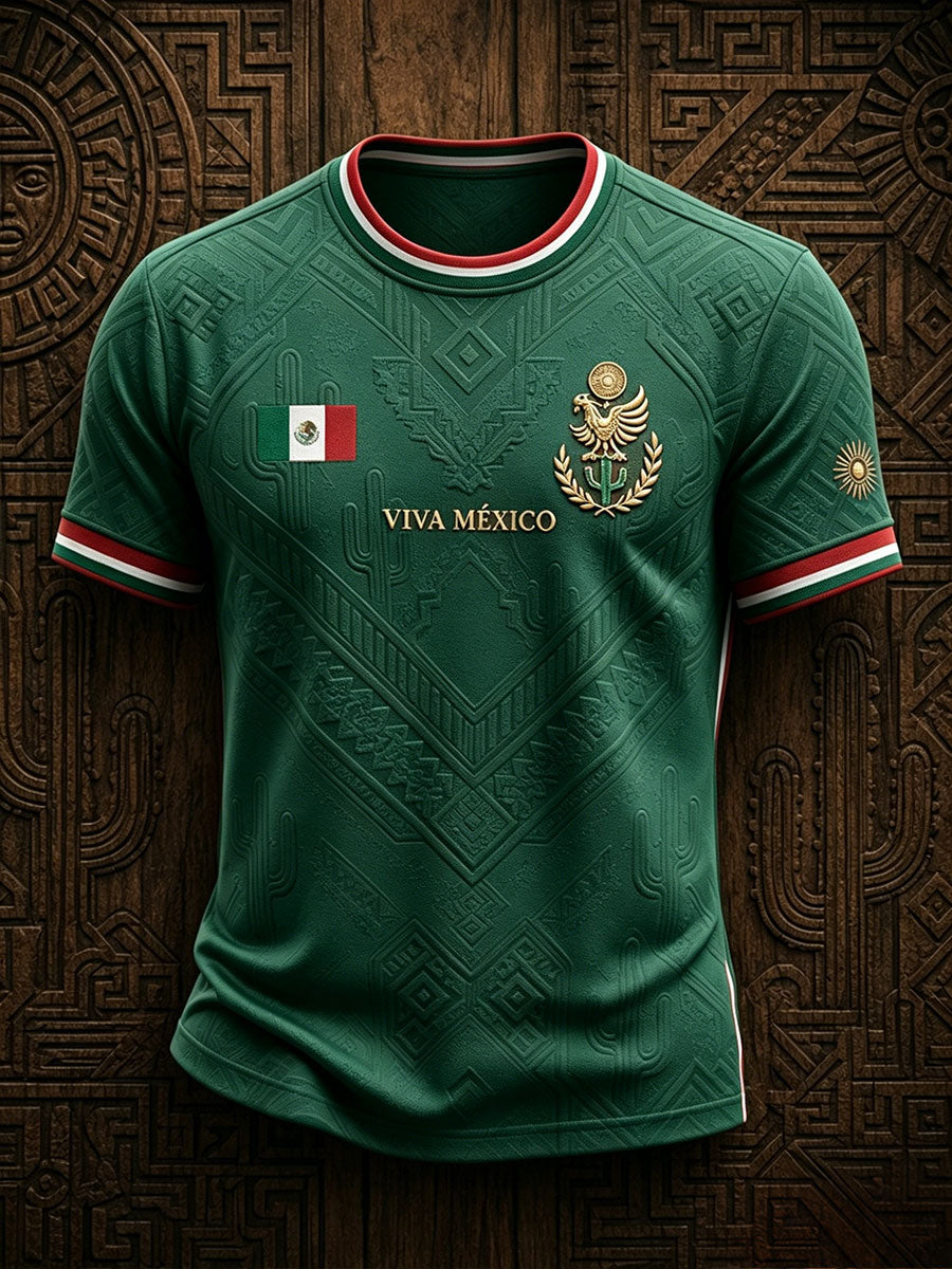 Camiseta estampada con diseño artístico para amantes del fútbol mexicano, para hombre