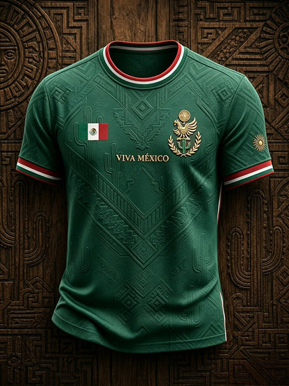 Camiseta estampada con diseño artístico para amantes del fútbol mexicano, para hombre