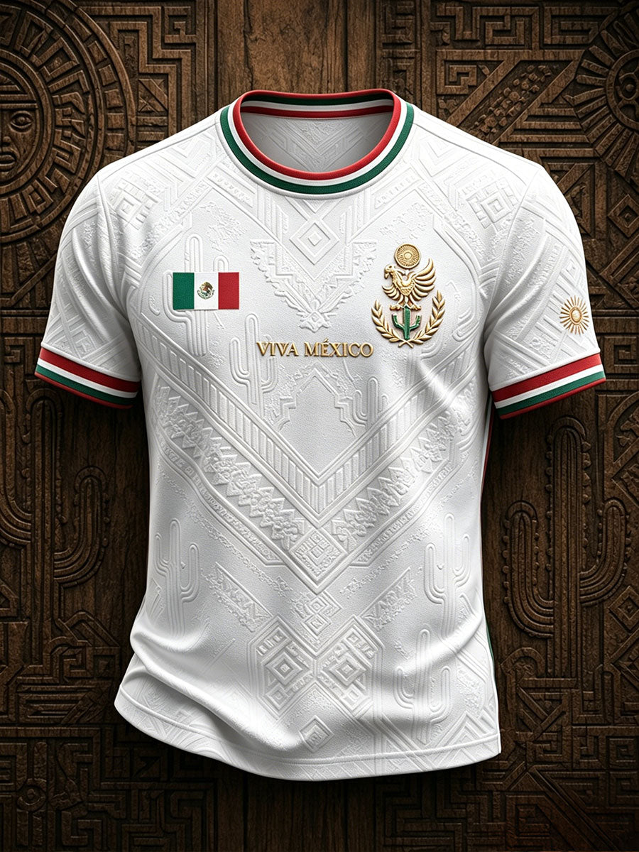 Camiseta estampada con diseño artístico para amantes del fútbol mexicano, para hombre
