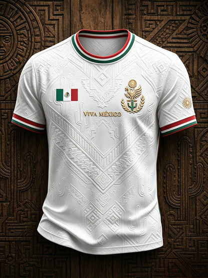 Camiseta estampada con diseño artístico para amantes del fútbol mexicano, para hombre