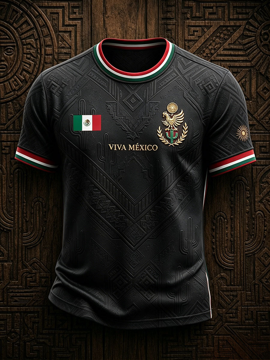 Camiseta estampada con diseño artístico para amantes del fútbol mexicano, para hombre