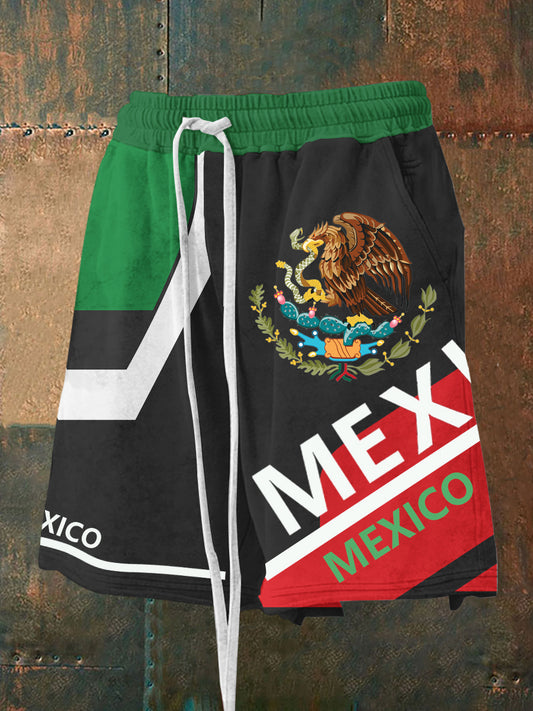 Emblema nacional mexicano de los hombres Pantalones cortos sueltos ocasionales de los deportes personalizados