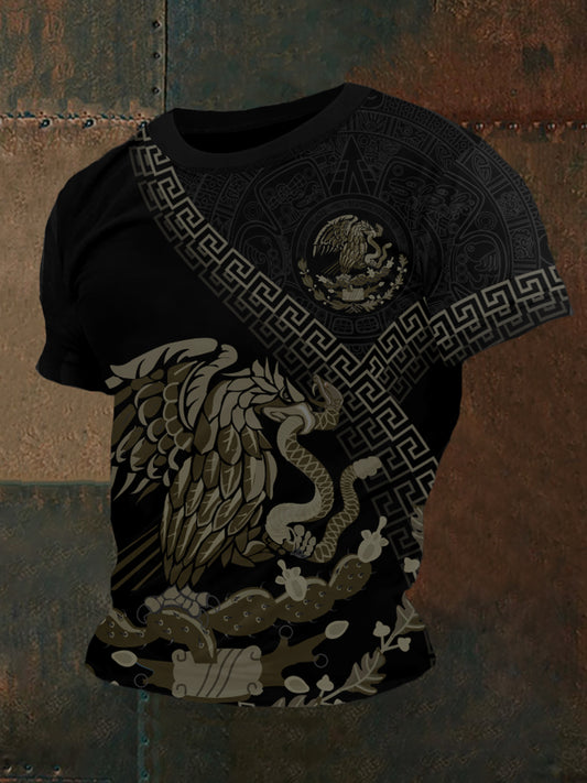 Hombres Mexican Culture Aztec Design Imprimir Manga Corta Deportes Casual Top