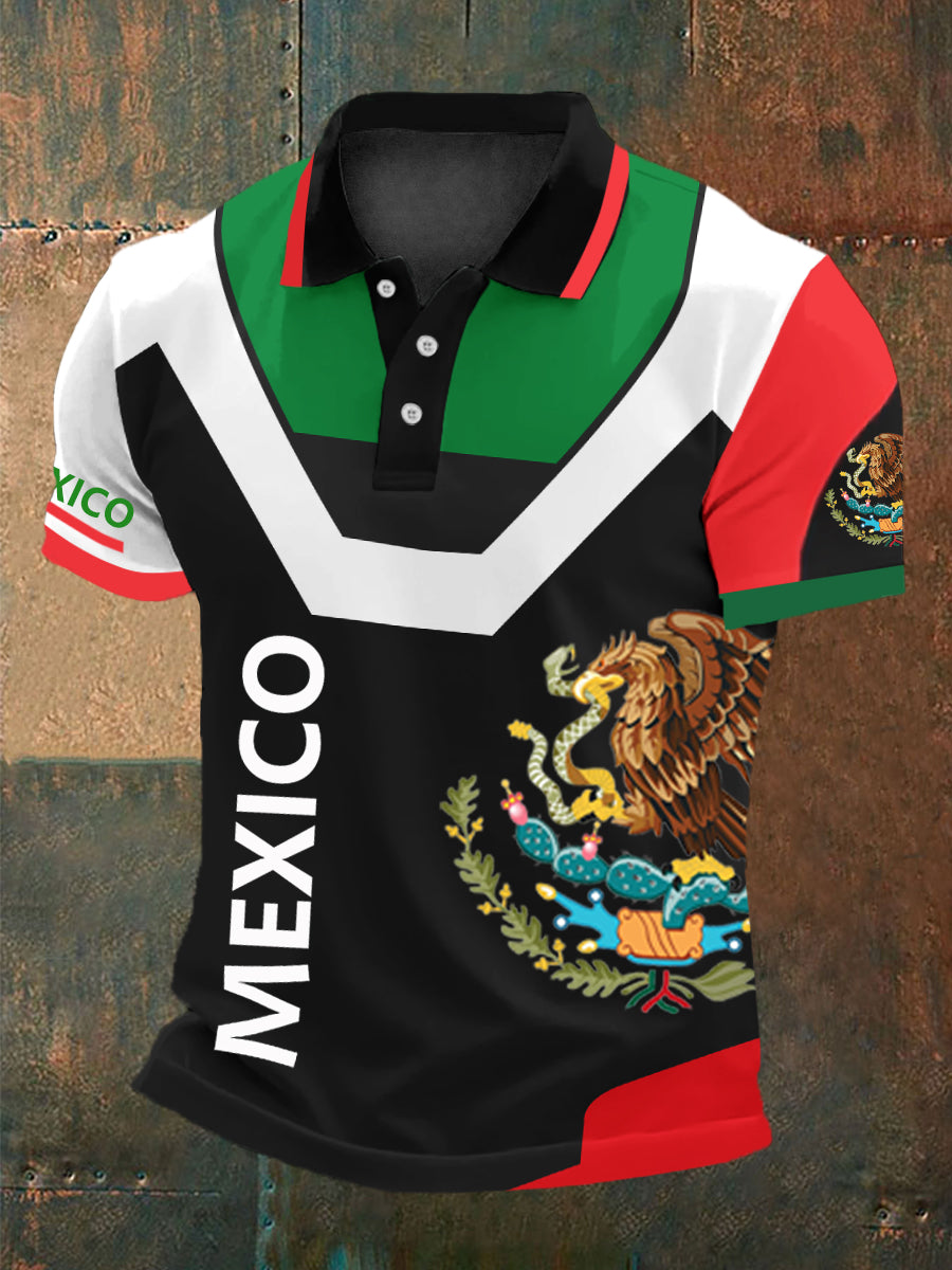 El emblema nacional mexicano de los hombres personalizó el polo de manga corta ocasional de los deportes