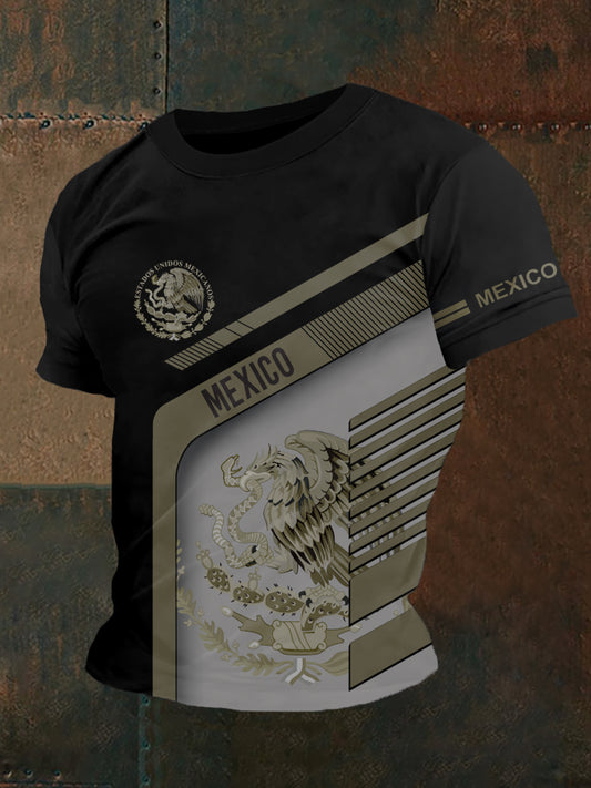 Hombres Jersey mexicano Azteca Imprimir Deportes Casual Top de manga corta