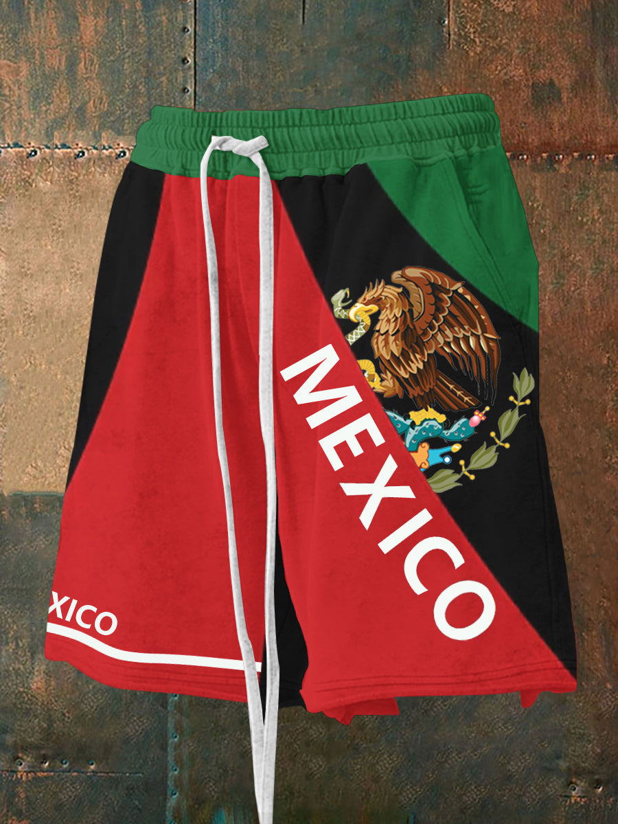 Emblema nacional mexicano de los hombres Pantalones cortos sueltos ocasionales de los deportes personalizados