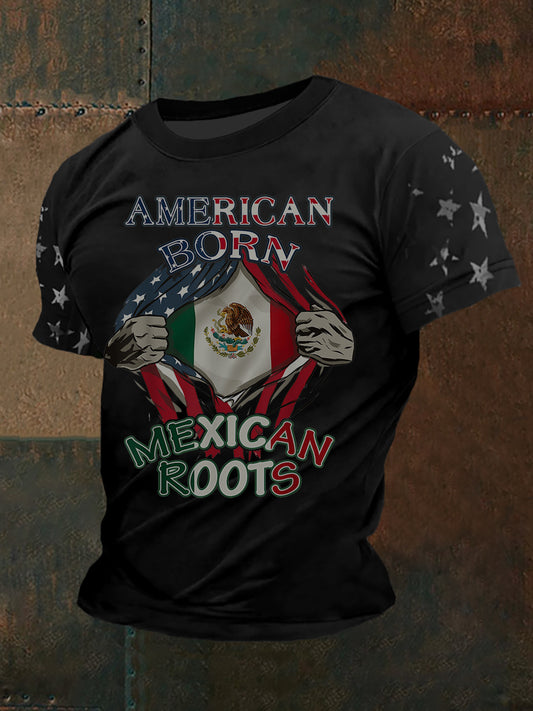 Top mexicano de manga corta con estampado patriota Cinco de Mayo para hombre