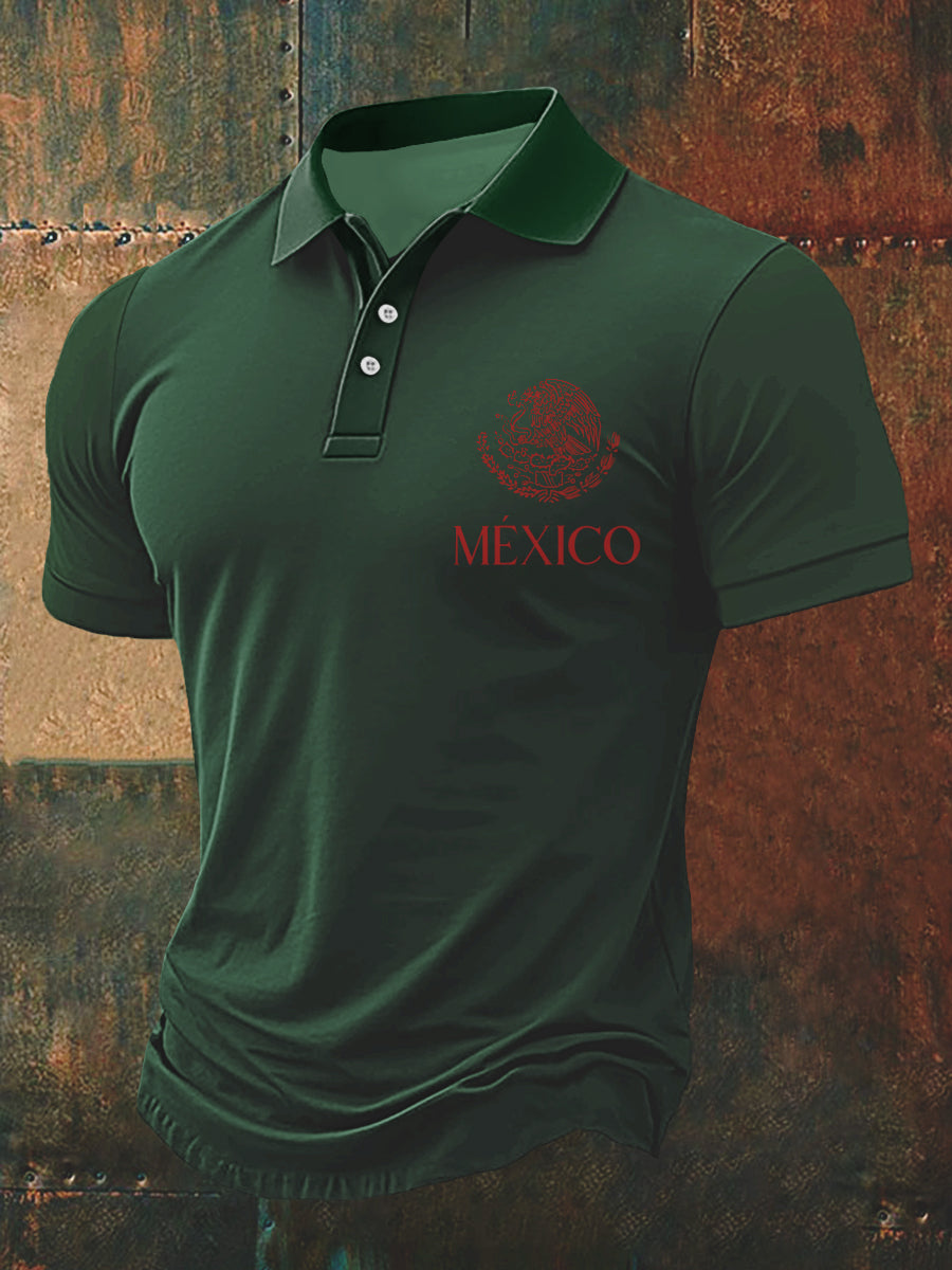 Camisa de manga corta con insignia de México del Cinco de Mayo para hombre