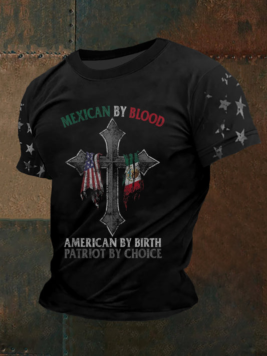 Top mexicano de manga corta con estampado patriota Cinco de Mayo para hombre
