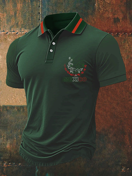 Camisa de manga corta con insignia de México del Cinco de Mayo para hombre