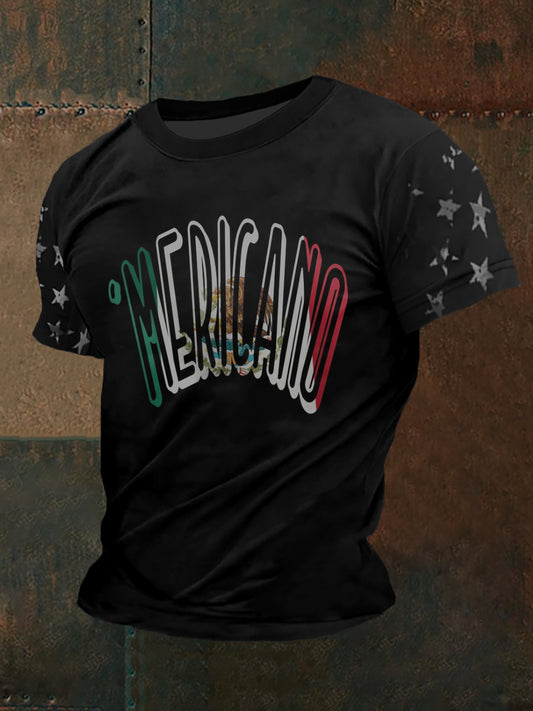 Top mexicano de manga corta con estampado patriota Cinco de Mayo para hombre