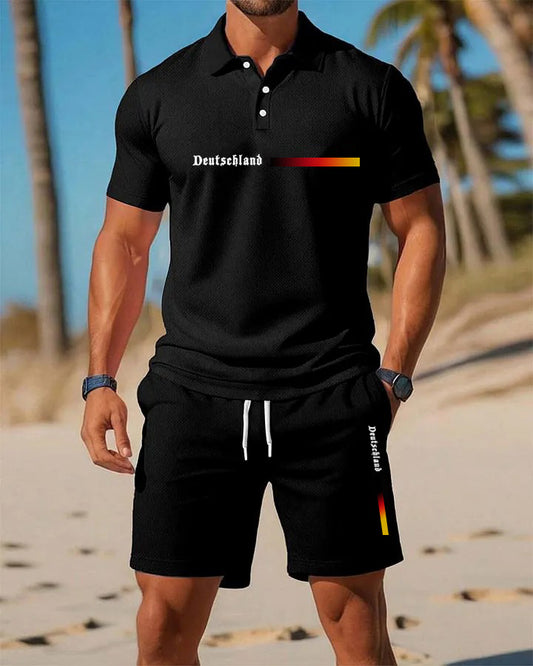 Traje de polo de manga corta de negocios casual para hombres