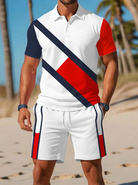 Traje de polo de manga corta de negocios casual para hombres