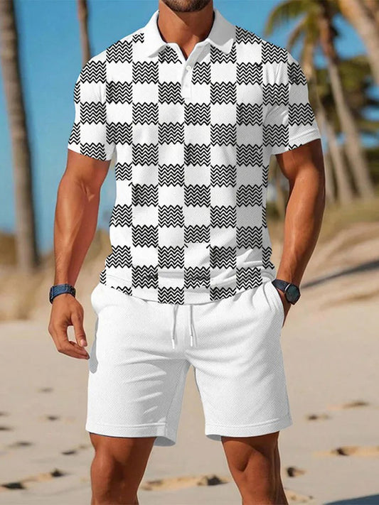 Traje de polo de manga corta de negocios casual para hombres