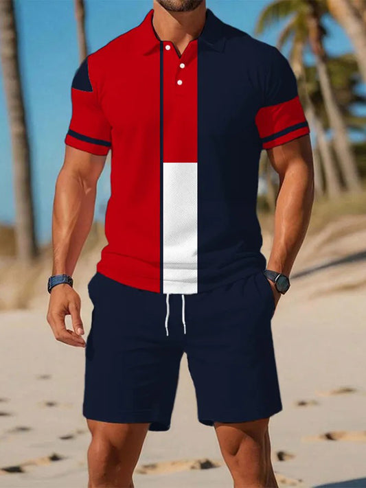 Traje de polo de manga corta de negocios casual para hombres