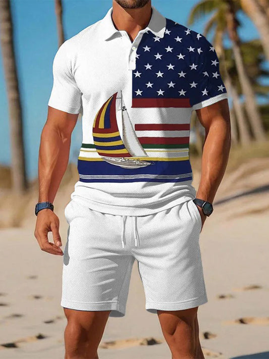 Traje de polo de manga corta de negocios casual para hombres