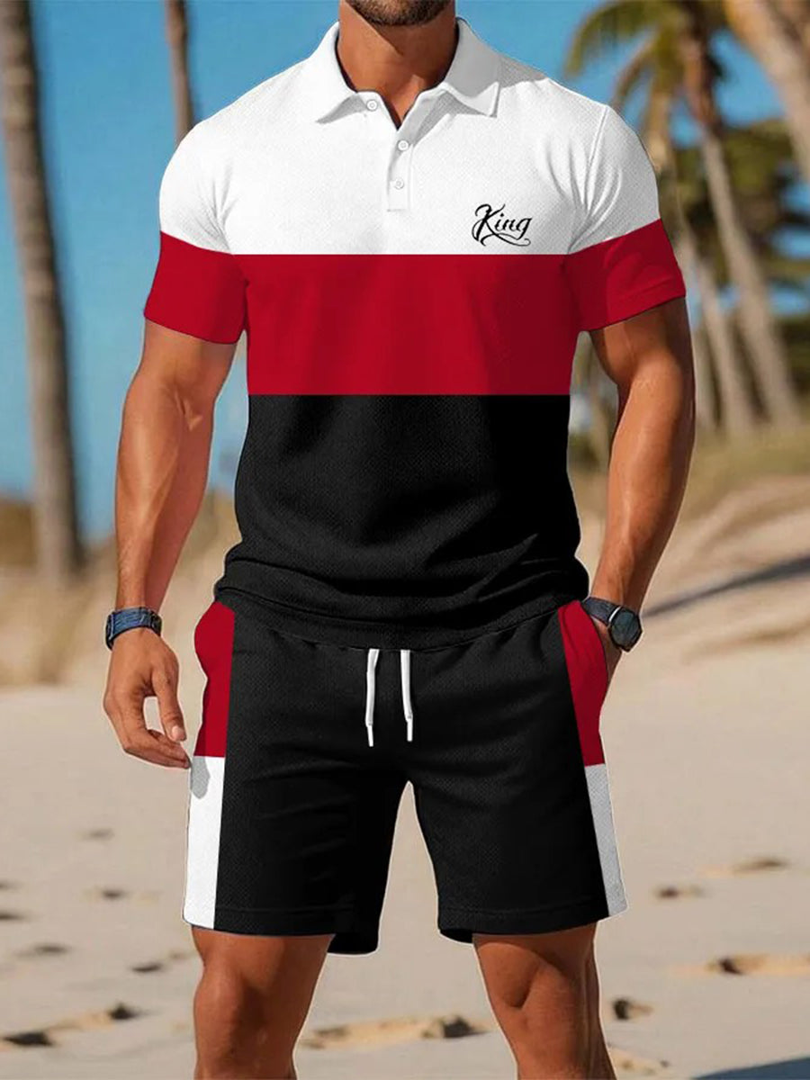 Traje de polo de manga corta de negocios casual para hombres