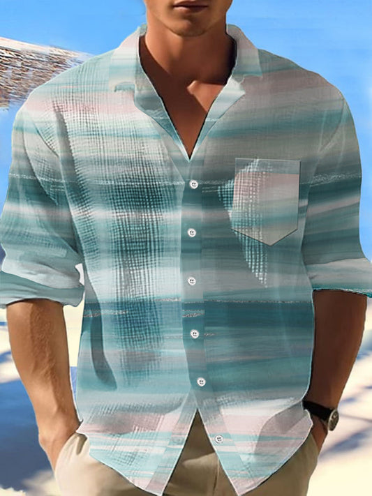 Camisa de manga larga Hawaii Waffle para hombre