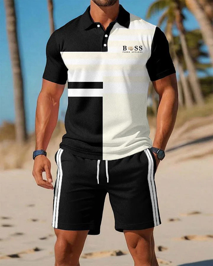 Traje de polo de manga corta de negocios casual para hombres