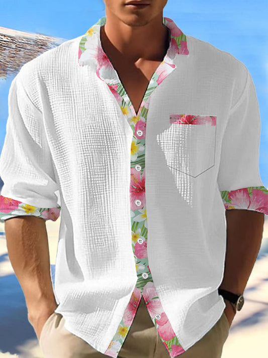 Camisa de manga larga Hawaii Waffle para hombre