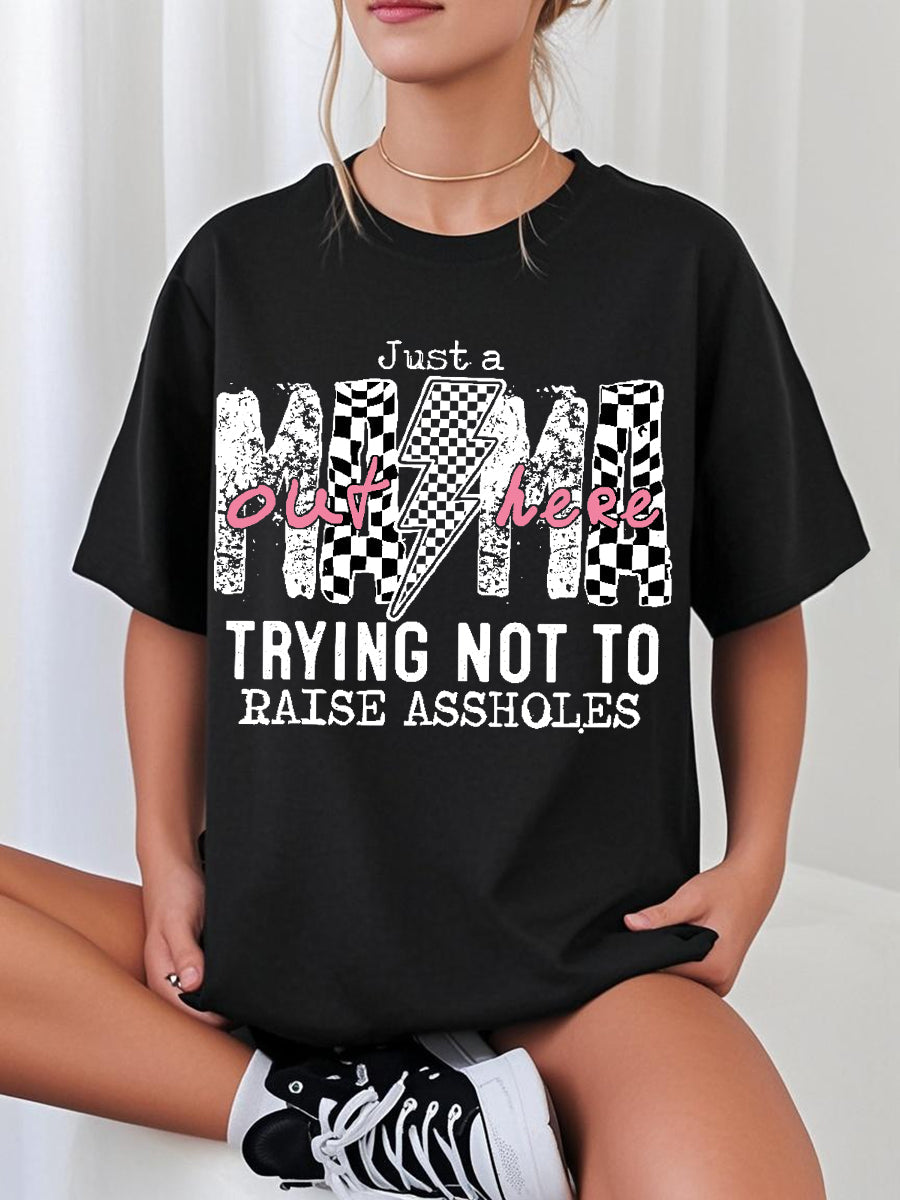 Divertido de las mujeres sólo una mamá aquí tratando de no levantar assholes, regalo del día de madre camiseta casual