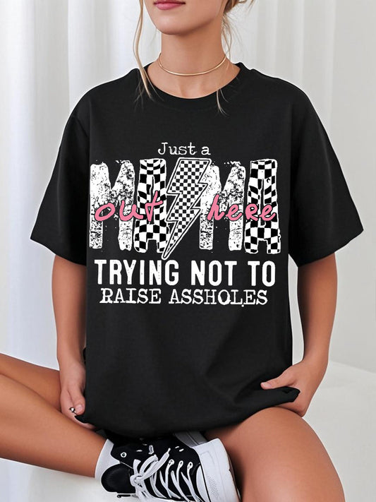 Divertido de las mujeres sólo una mamá aquí tratando de no levantar assholes, regalo del día de madre camiseta casual