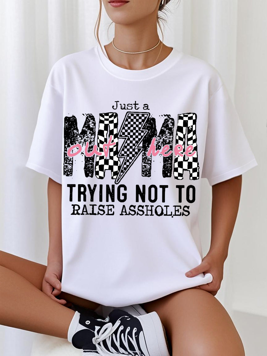 Divertido de las mujeres sólo una mamá aquí tratando de no levantar assholes, regalo del día de madre camiseta casual
