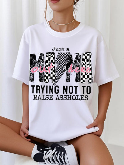 Divertido de las mujeres sólo una mamá aquí tratando de no levantar assholes, regalo del día de madre camiseta casual