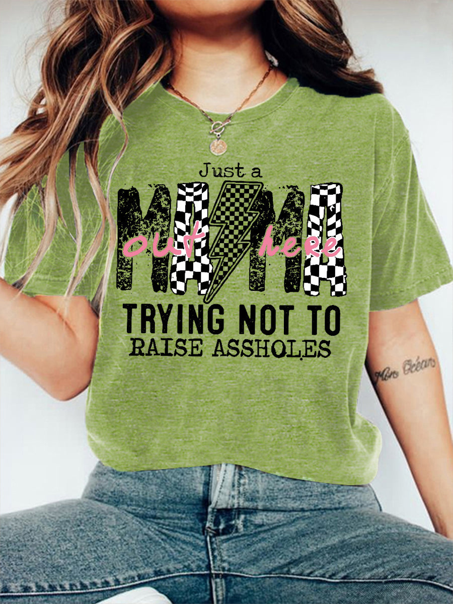 Divertido de las mujeres sólo una mamá aquí tratando de no levantar assholes, regalo del día de madre camiseta casual