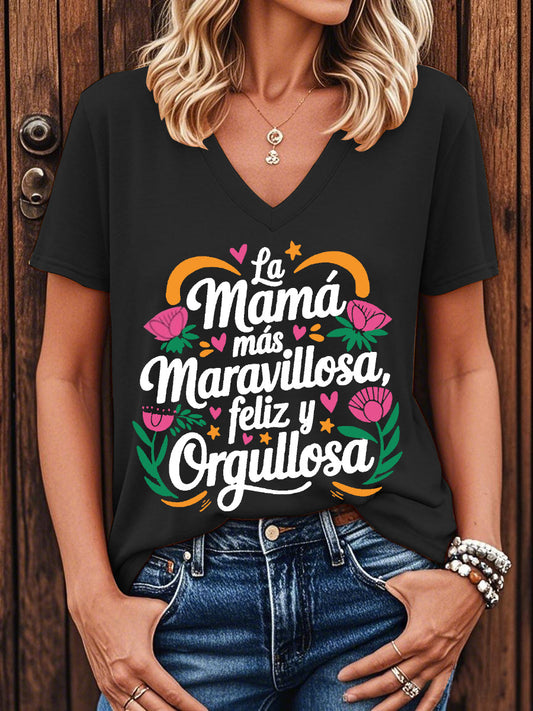 Camiseta floral de manga corta para mujer La mejor mamá del mundo