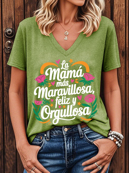 Camiseta floral de manga corta para mujer La mejor mamá del mundo