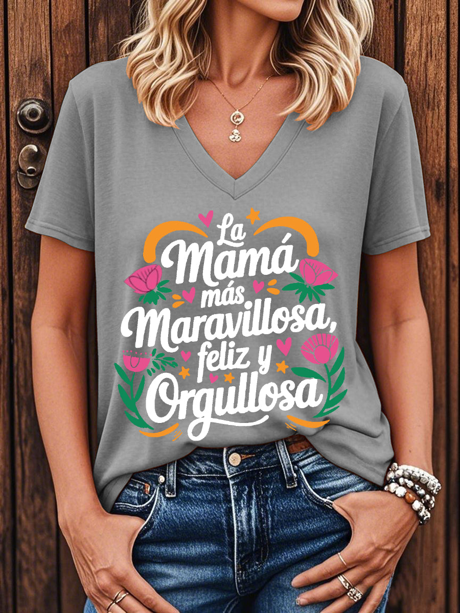 Camiseta floral de manga corta para mujer La mejor mamá del mundo
