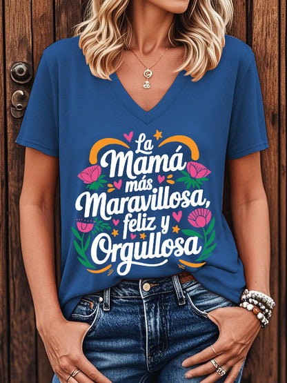 Camiseta floral de manga corta para mujer La mejor mamá del mundo