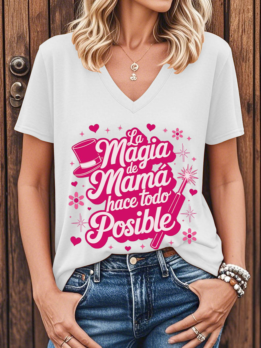 Camiseta floral de manga corta para mujer La mejor mamá del mundo