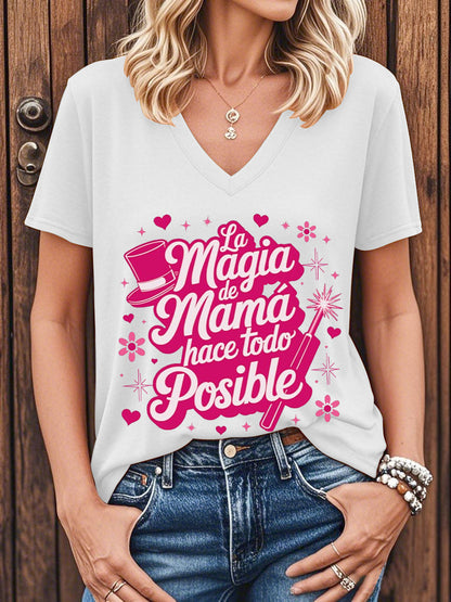 Camiseta floral de manga corta para mujer La mejor mamá del mundo