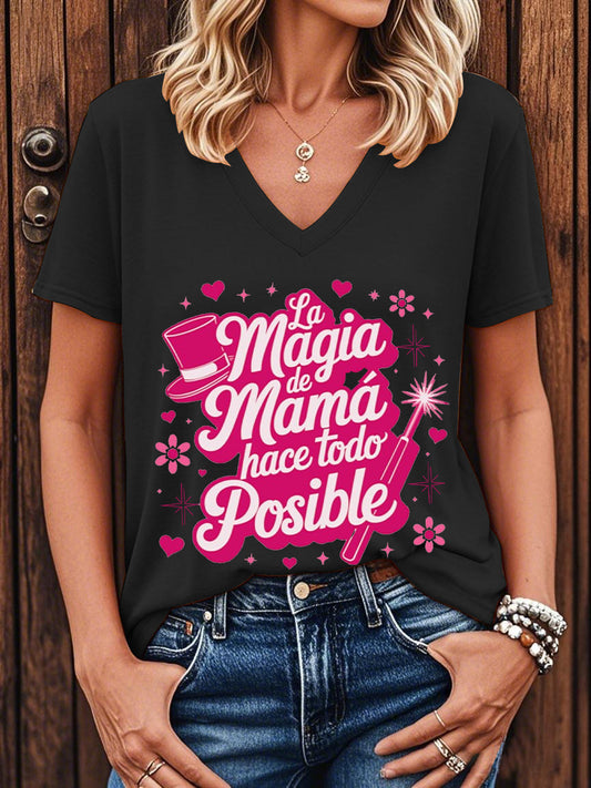 Camiseta floral de manga corta para mujer La mejor mamá del mundo