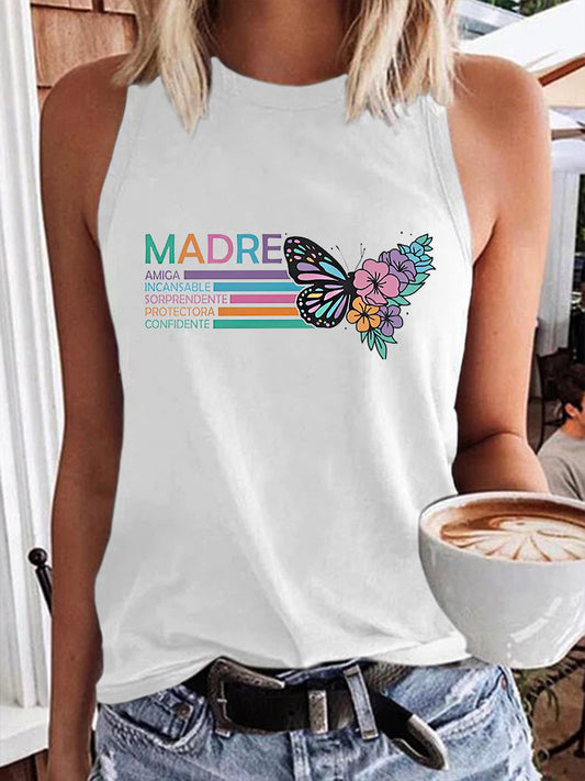 Chaleco de algodón con estampado floral La mejor mamá del mundo para mujer