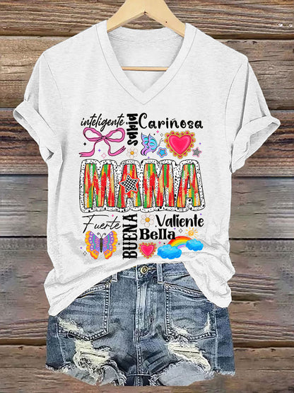 Camiseta floral de manga corta para mujer La mejor mamá del mundo