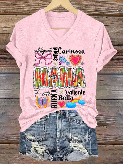 Camiseta floral de manga corta para mujer La mejor mamá del mundo