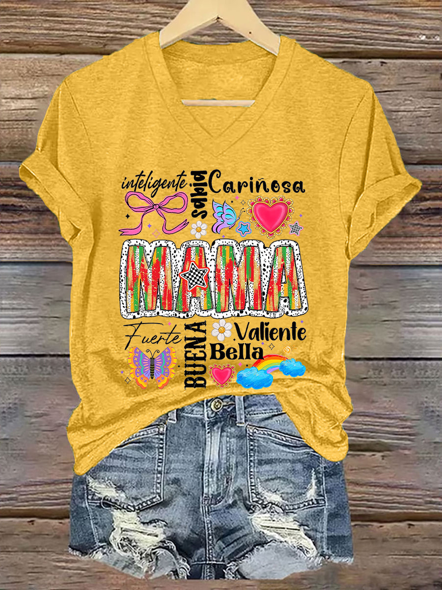 Camiseta floral de manga corta para mujer La mejor mamá del mundo