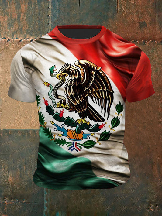 Camiseta de manga corta de moda vintage con estampado de serpiente y águila unisex