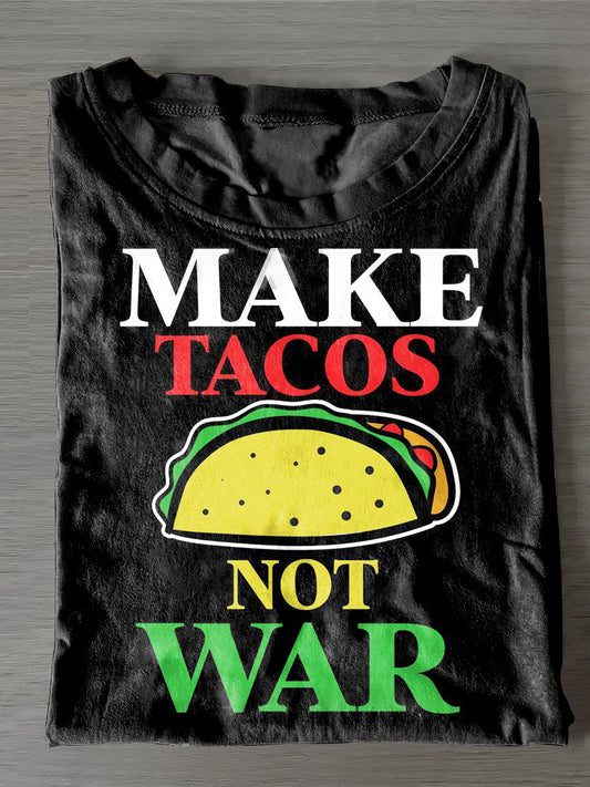 Unisex Make Tacos Impreso Vintage Moda Camiseta de manga corta