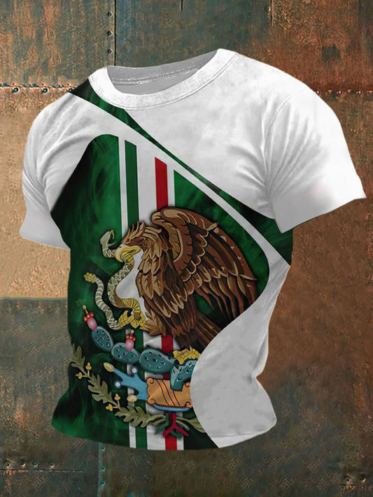Unisex Eagle y cactus impreso vintage moda camiseta de manga corta